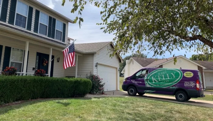 Jerry Kelly Truck At Residential Air Conditioning Job